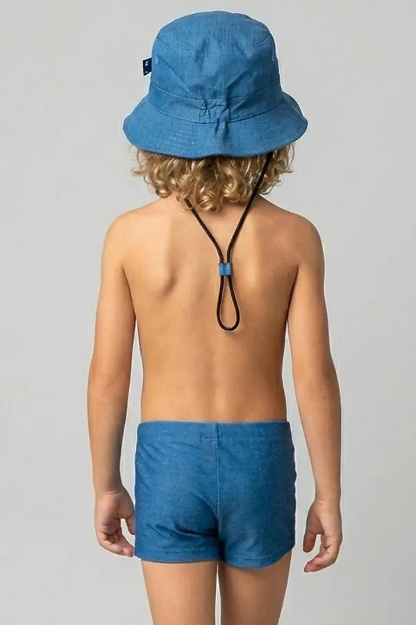 Комплект для мальчиков: плавки-шорты трикотажные, панама текстильная PLAYTODAY, голубой - фото 2