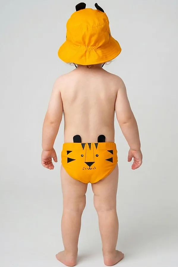 Комплект детский для мальчиков: плавки трикотажные, панама текстильная PLAYTODAY, черный,оранжевый - фото 2