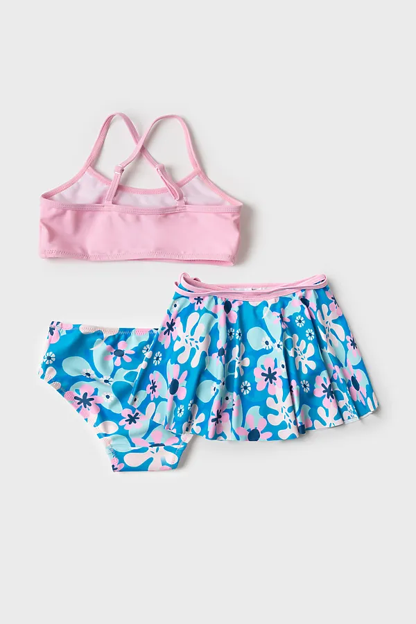 Комплект трикотажный для девочек: купальный костюм, юбка PLAYTODAY, разноцветный - фото 2