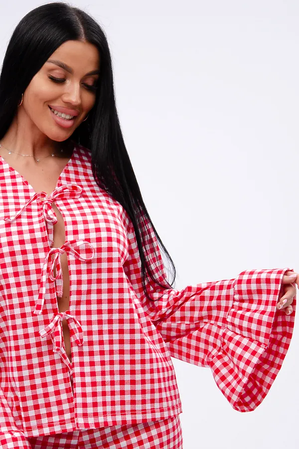 Пижама с брюками Вирджиния НАТАЛИ, белый/красный - фото 2