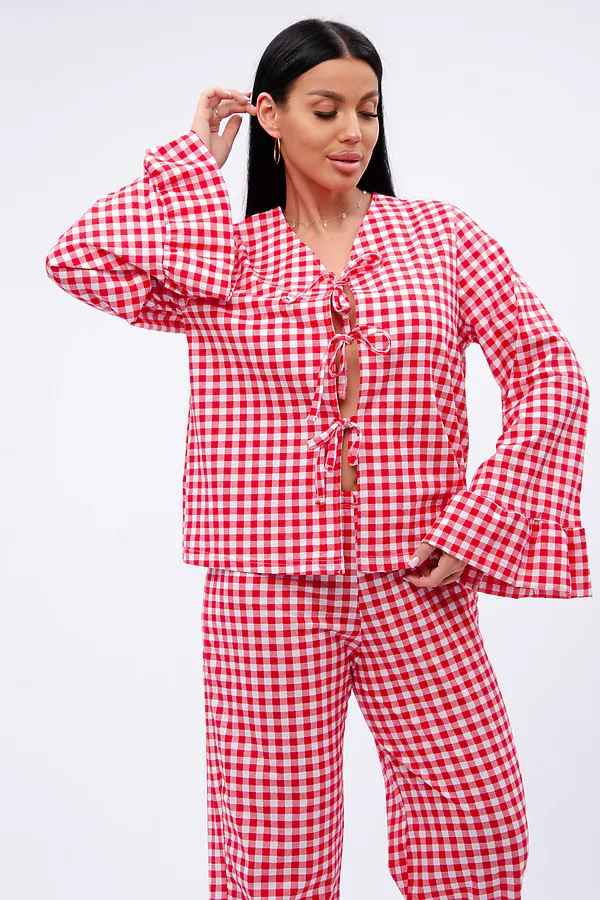 Пижама с брюками Вирджиния НАТАЛИ, белый/красный - фото 2