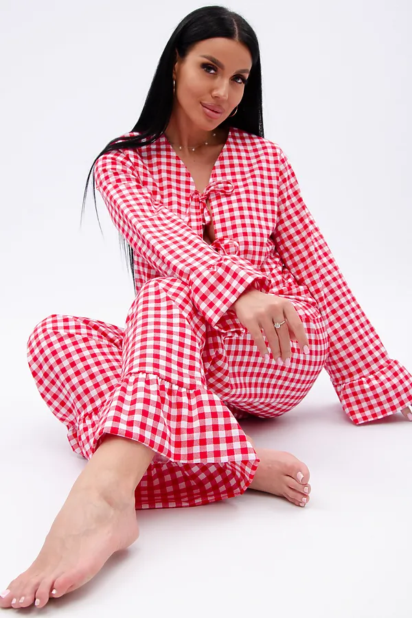 Пижама с брюками Вирджиния НАТАЛИ, белый/красный - фото 2
