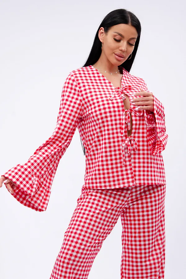 Пижама с брюками Вирджиния НАТАЛИ, белый/красный - фото 2