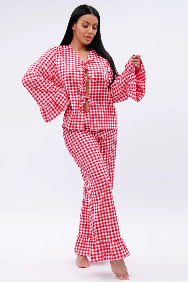 Пижама с брюками Вирджиния НАТАЛИ, белый/красный - фото 2