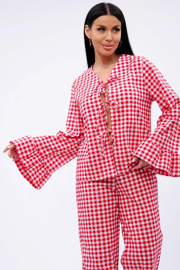 Пижама с брюками Вирджиния НАТАЛИ, белый/красный - фото 2