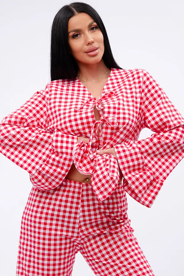 Пижама с брюками Вирджиния НАТАЛИ, белый/красный - фото 2