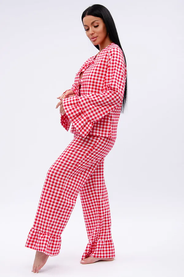 Пижама с брюками Вирджиния НАТАЛИ, белый/красный - фото 2