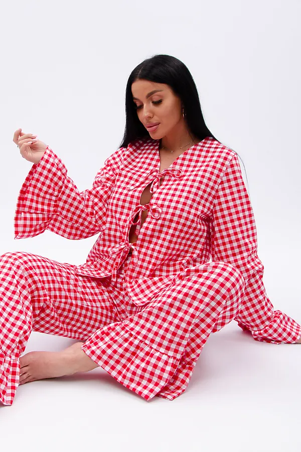 Пижама с брюками Вирджиния НАТАЛИ, белый/красный - фото 2