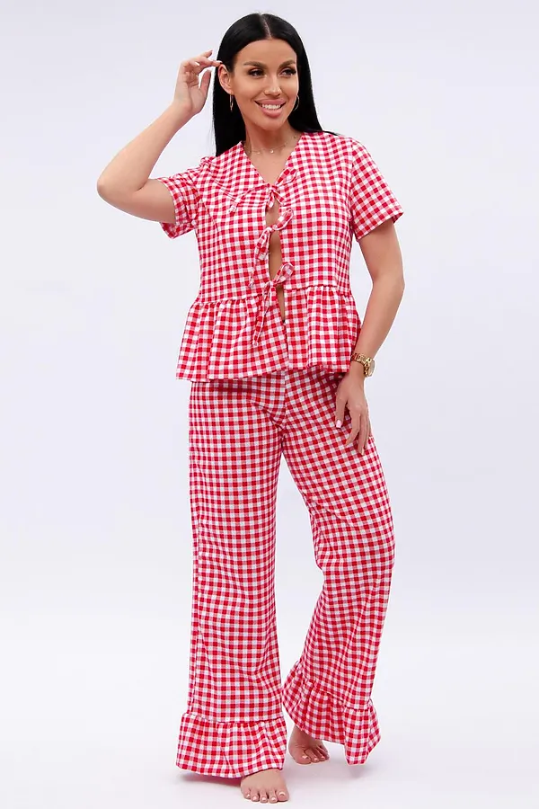 Пижама с брюками Лавли НАТАЛИ, белый/красный - фото 2