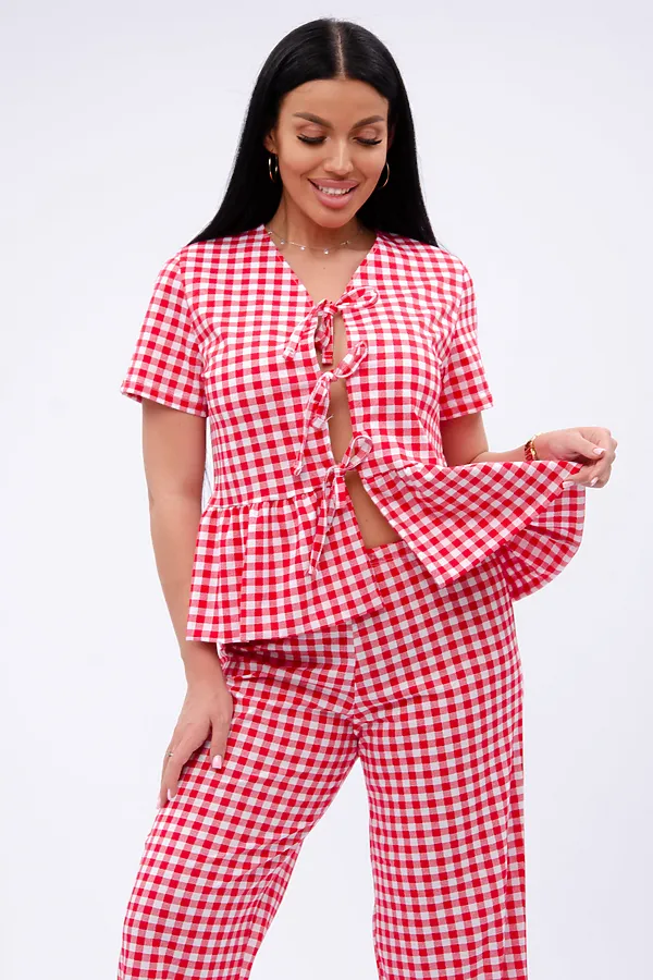 Пижама с брюками Лавли НАТАЛИ, белый/красный - фото 2