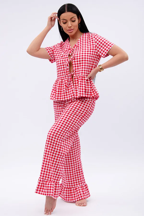 Пижама с брюками Лавли НАТАЛИ, белый/красный - фото 2