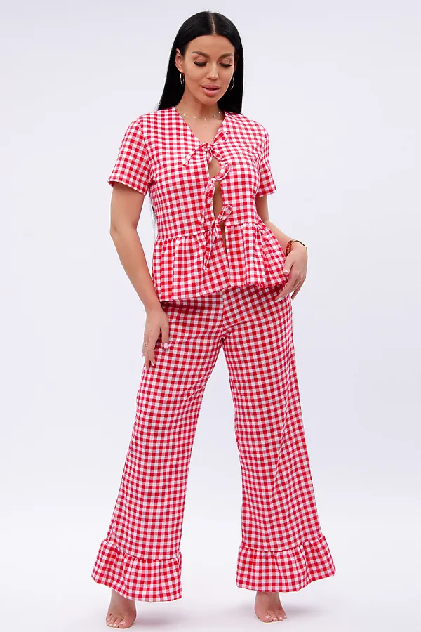 Пижама с брюками Лавли НАТАЛИ, белый/красный - фото 2