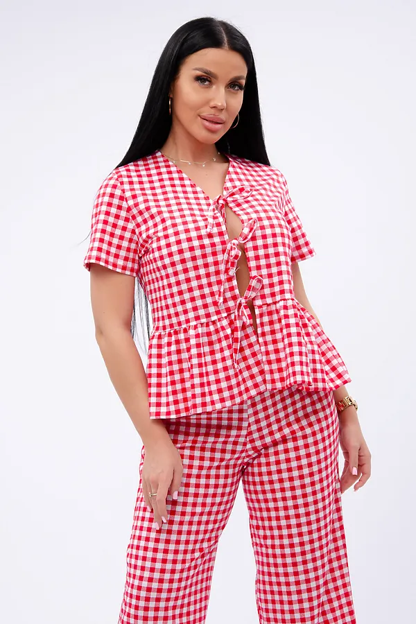 Пижама с брюками Лавли НАТАЛИ, белый/красный - фото 2