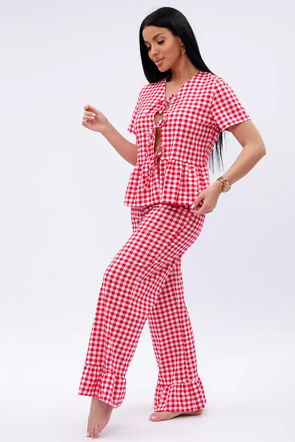 Пижама с брюками Лавли НАТАЛИ, белый/красный - фото 2