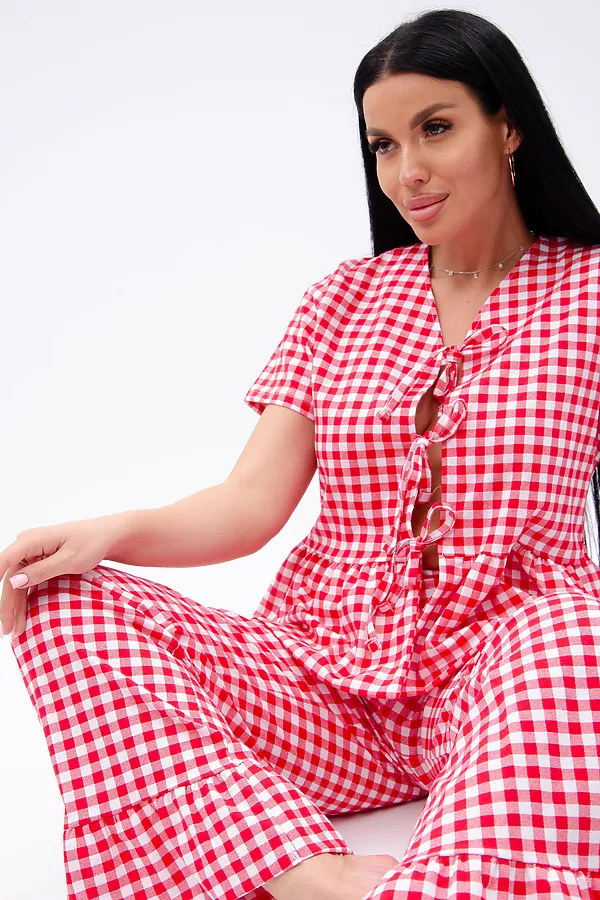 Пижама с брюками Лавли НАТАЛИ, белый/красный - фото 2