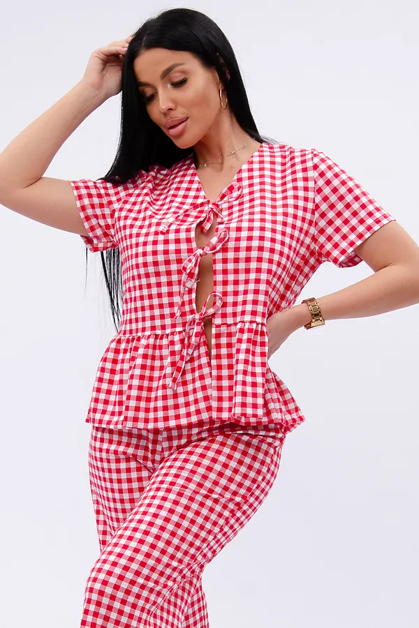 Пижама с брюками Лавли НАТАЛИ, белый/красный - фото 2