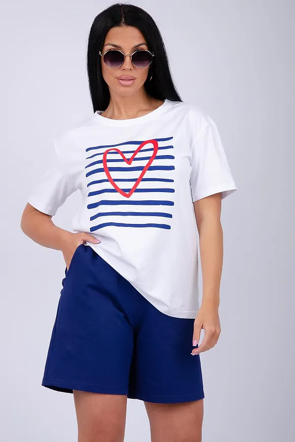 Костюм с шортами Море НАТАЛИ, белый/синий - фото 2