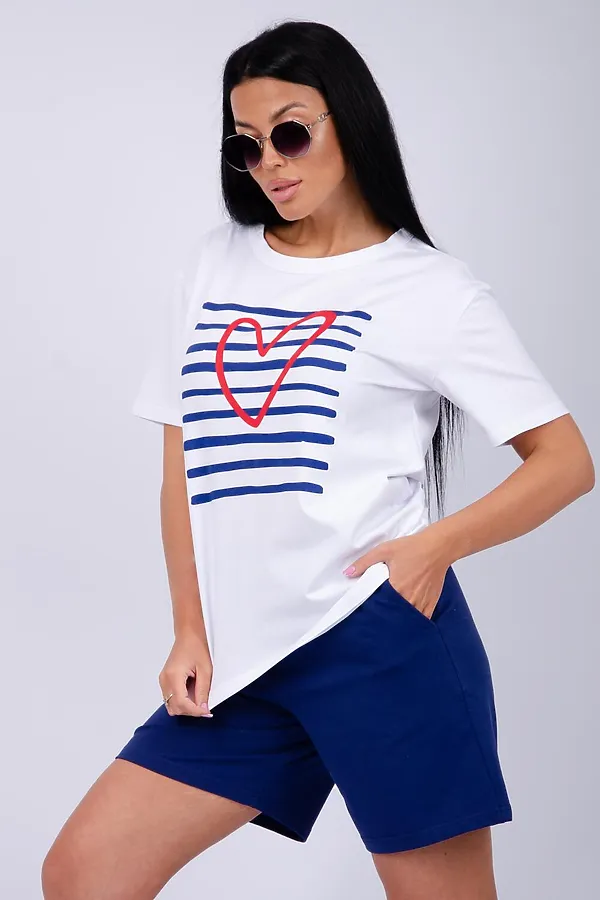 Костюм с шортами Море НАТАЛИ, белый/синий - фото 2