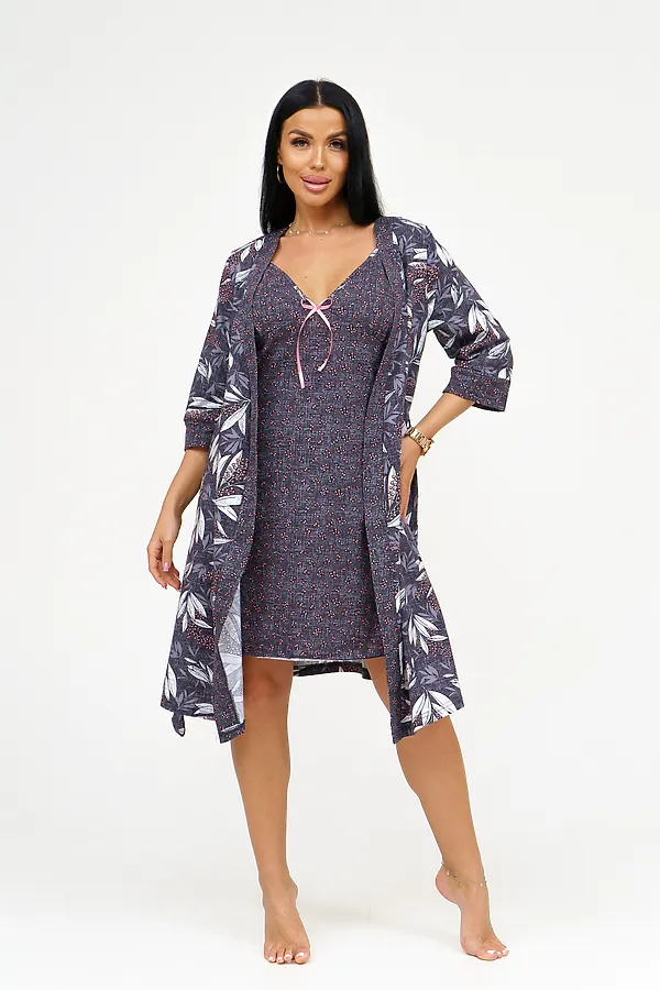 Пеньюар с сорочкой Мимоза НАТАЛИ, графит - фото 2