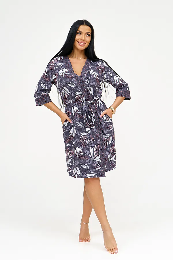 Пеньюар с сорочкой Мимоза НАТАЛИ, графит - фото 2