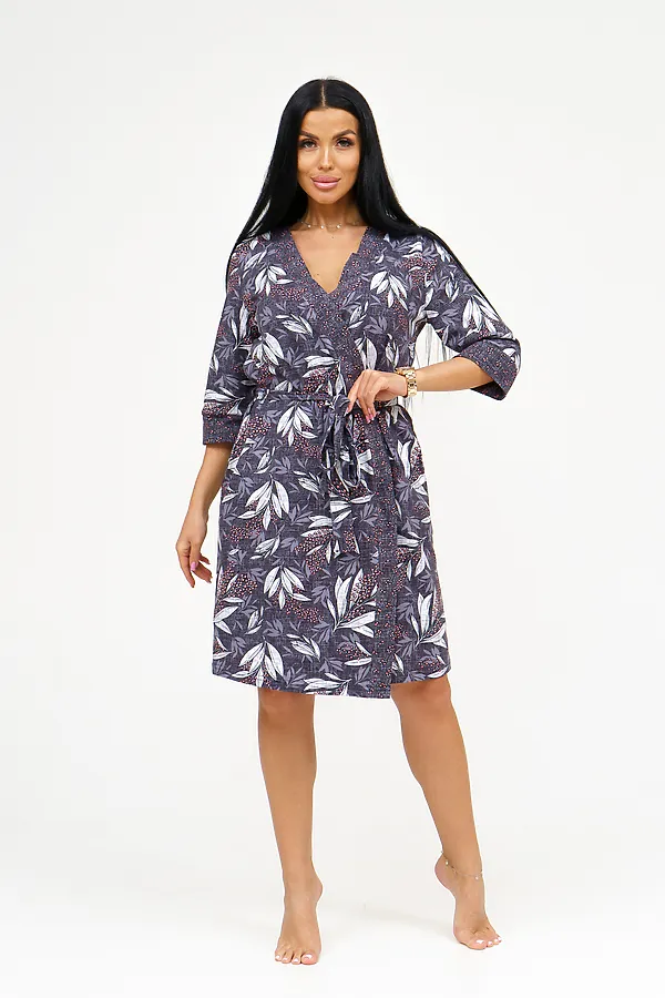 Пеньюар с сорочкой Мимоза НАТАЛИ, графит - фото 2