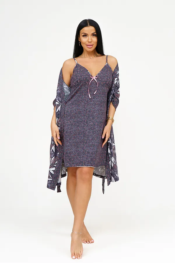 Пеньюар с сорочкой Мимоза НАТАЛИ, графит - фото 2