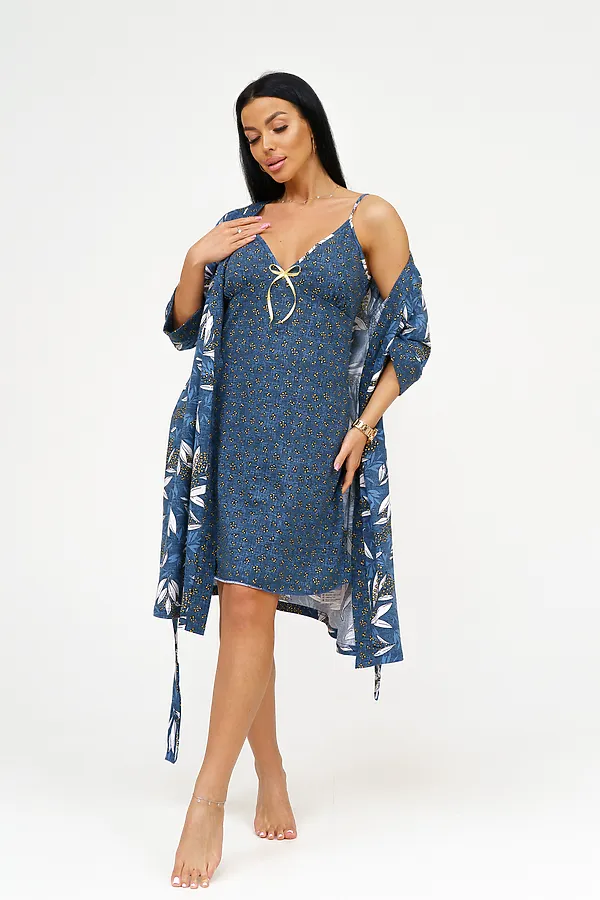 Пеньюар с сорочкой Мимоза НАТАЛИ, джинс - фото 2