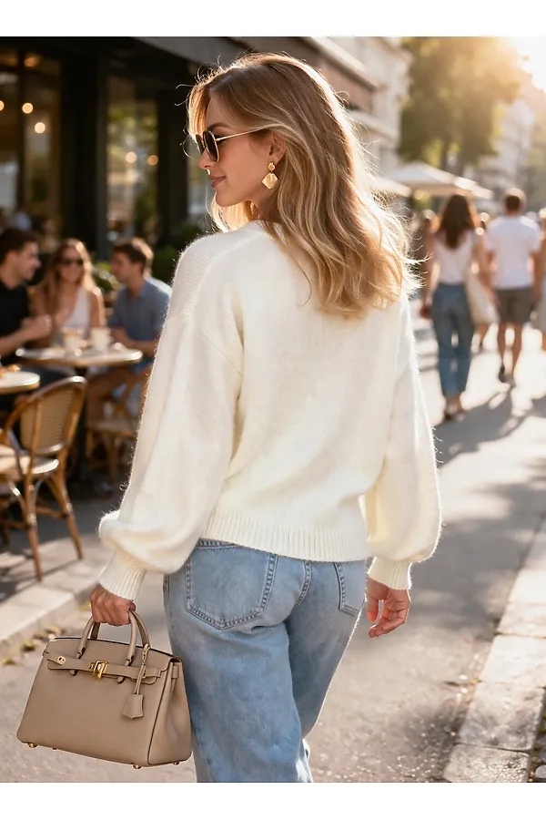 Джемпер Eco Cashmere Beige арт. 2701 НАТАЛИ, молочный - фото 2