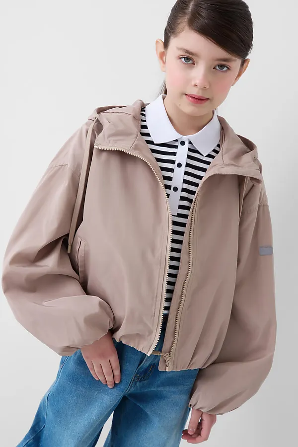 Куртка текстильная с полиуретановым покрытием для девочек (ветровка) PLAYTODAY, бежевый - фото 2