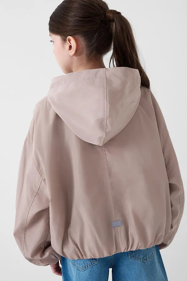 Куртка текстильная с полиуретановым покрытием для девочек (ветровка) PLAYTODAY, бежевый - фото 2