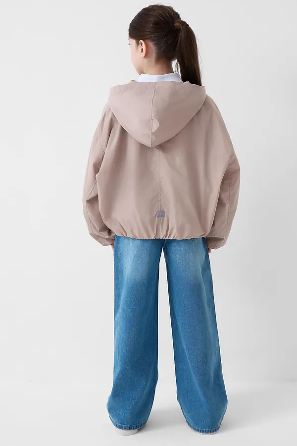 Куртка текстильная с полиуретановым покрытием для девочек (ветровка) PLAYTODAY, бежевый - фото 2