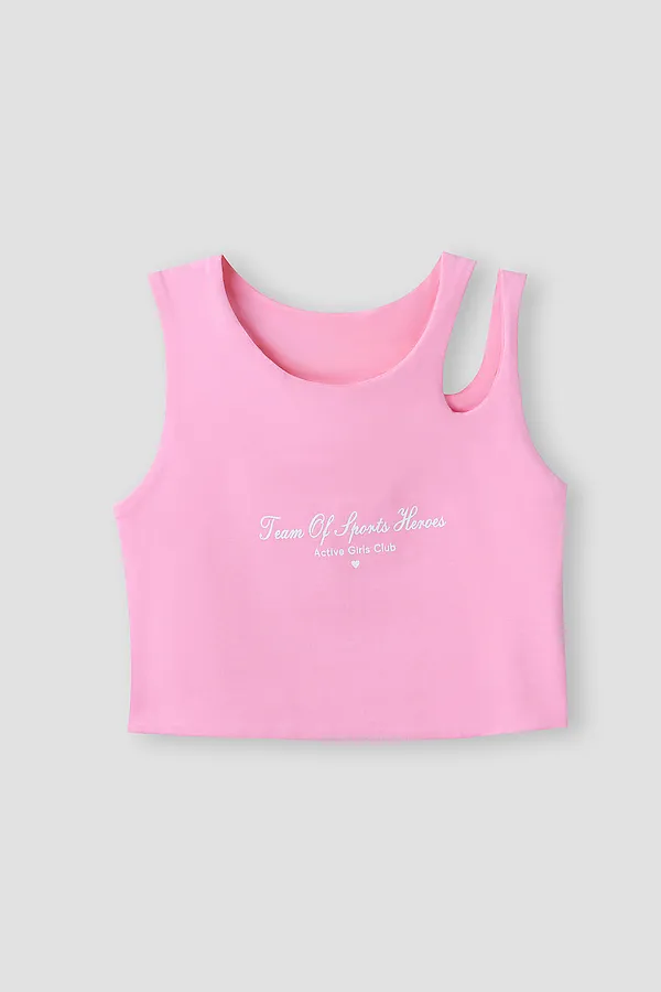 Комплект для девочек (топ для занятий спортом, велосипедки) MARK FORMELLE, розовый +печать - фото 2