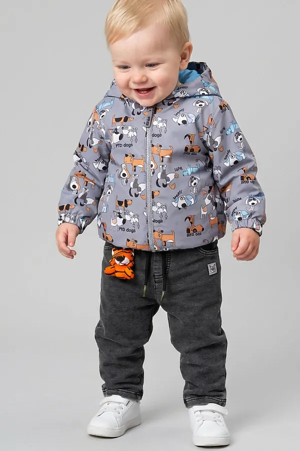 Куртка детская текстильная с полиуретановым покрытием для мальчиков (ветровка) PLAYTODAY, разноцветный - фото 2