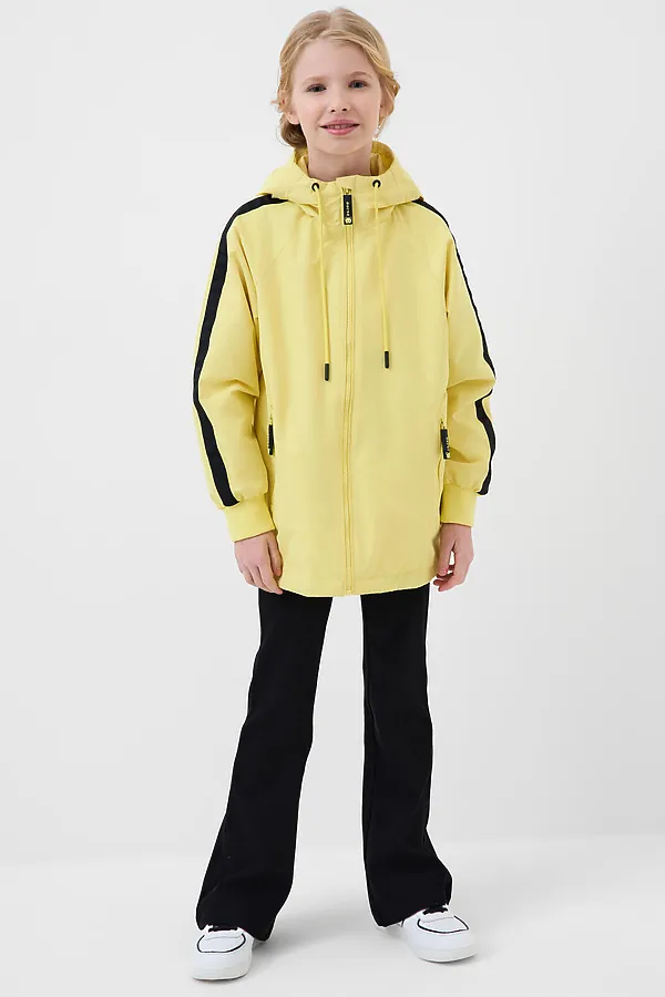 Куртка текстильная с полиуретановым покрытием для девочек (ветровка) PLAYTODAY, жёлтый - фото 2
