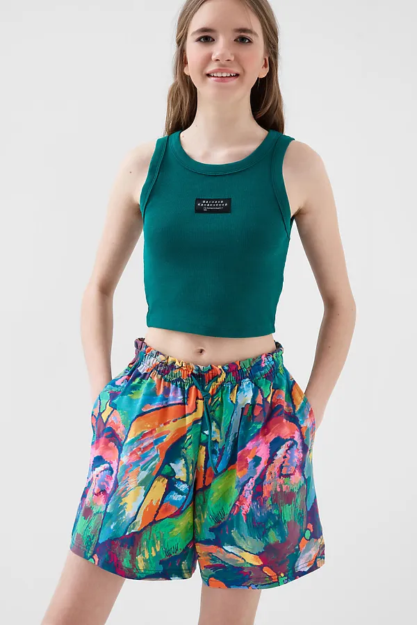 Комплект трикотажный для девочек: майка, шорты PLAYTODAY, разноцветный - фото 2
