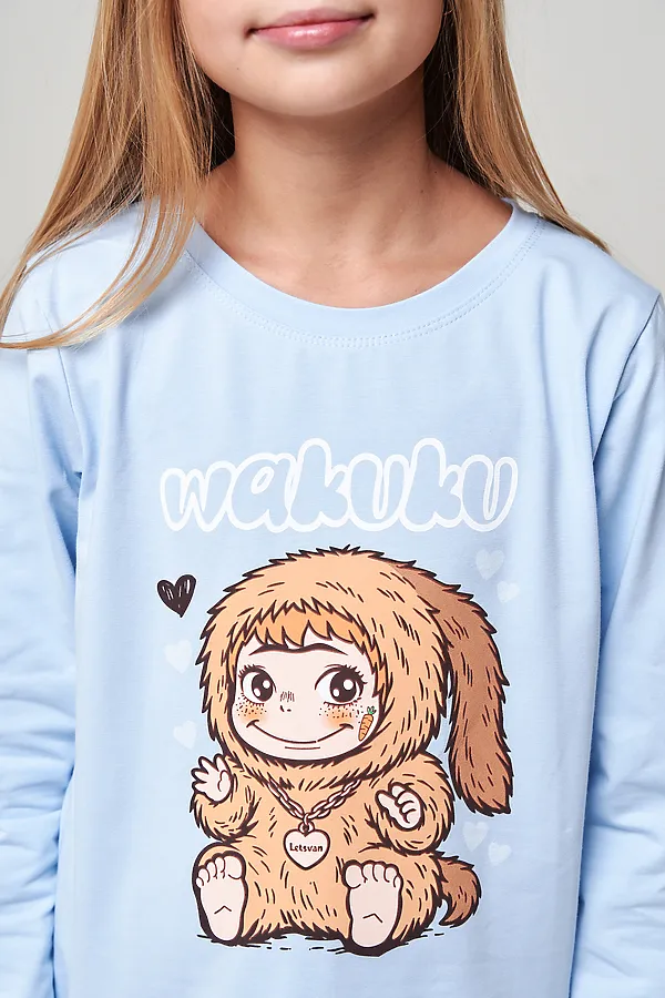 Пижама с брюками Ушастик длинный рукав НАТАЛИ, голубой - фото 2