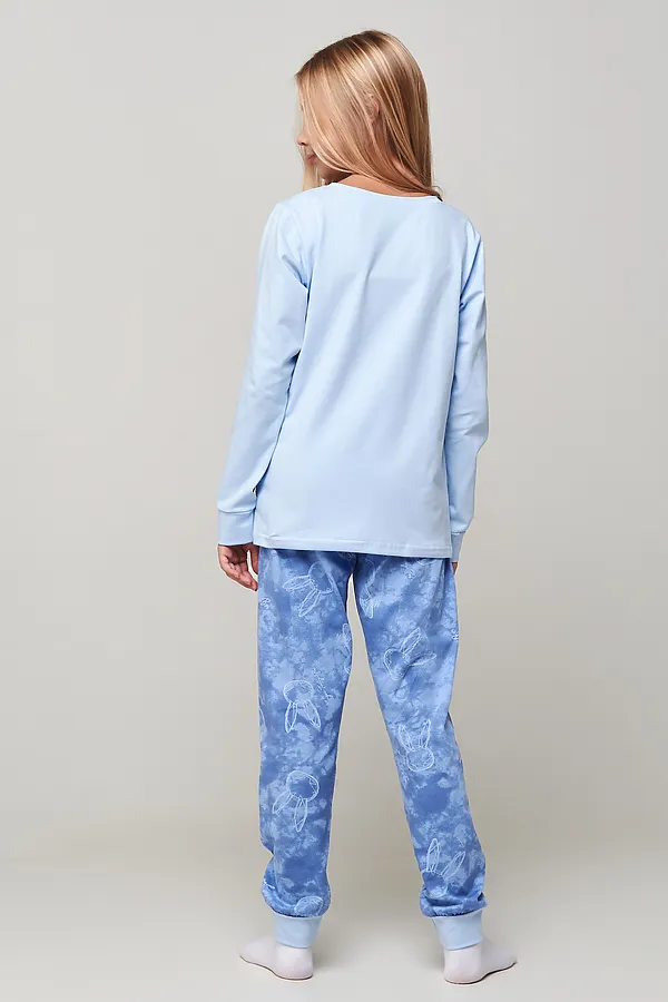 Пижама с брюками Ушастик длинный рукав НАТАЛИ, голубой - фото 2