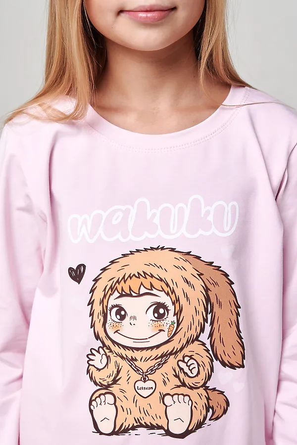Пижама с брюками Ушастик длинный рукав НАТАЛИ, розовый - фото 2