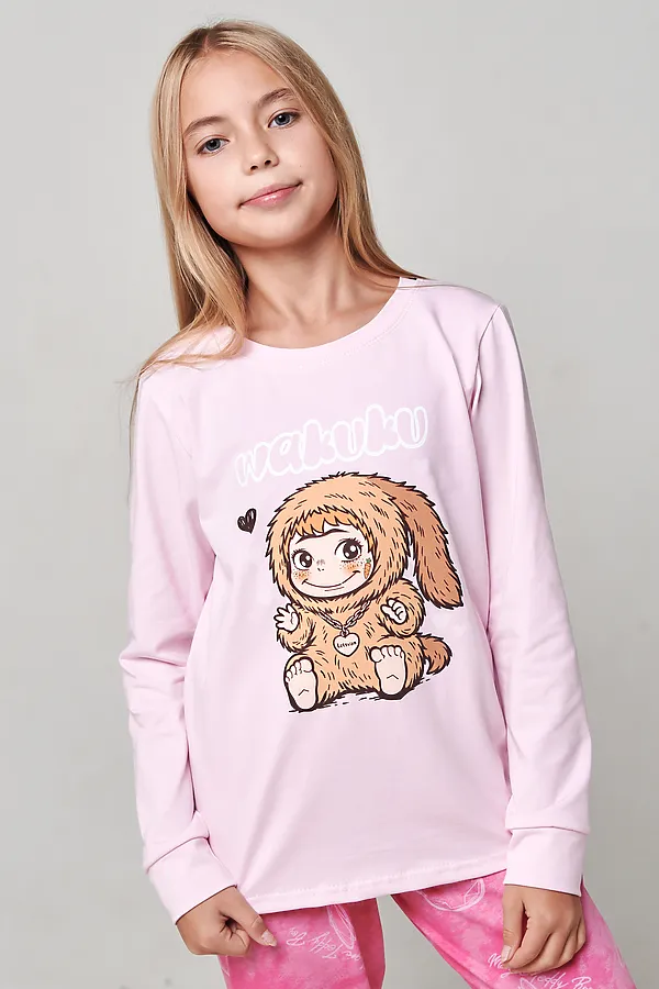 Пижама с брюками Ушастик длинный рукав НАТАЛИ, розовый - фото 2