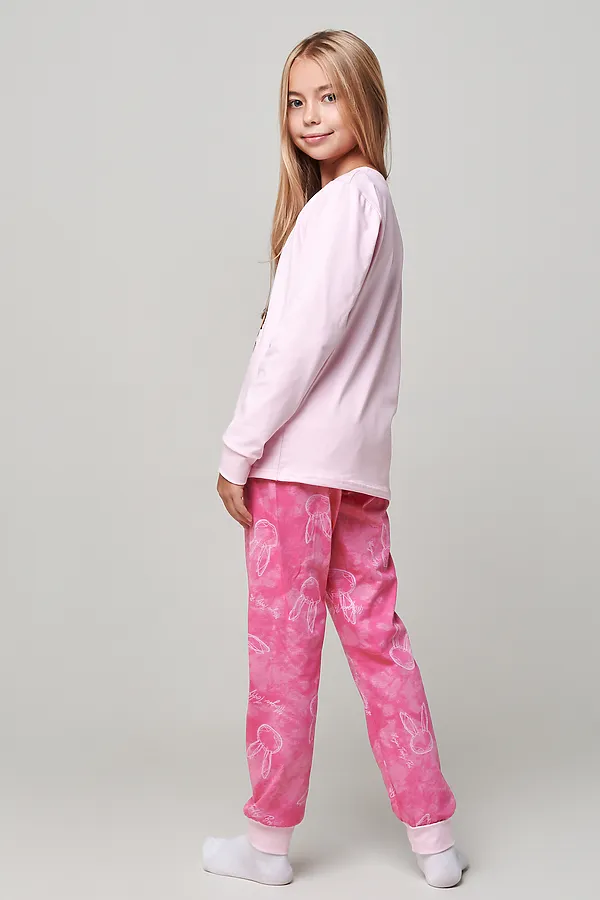 Пижама с брюками Ушастик длинный рукав НАТАЛИ, розовый - фото 2