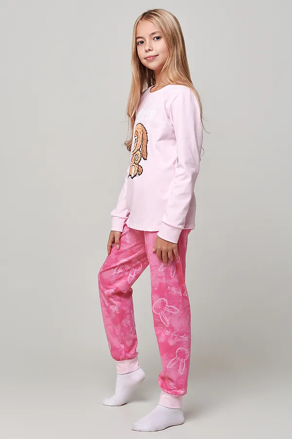 Пижама с брюками Ушастик длинный рукав НАТАЛИ, розовый - фото 2