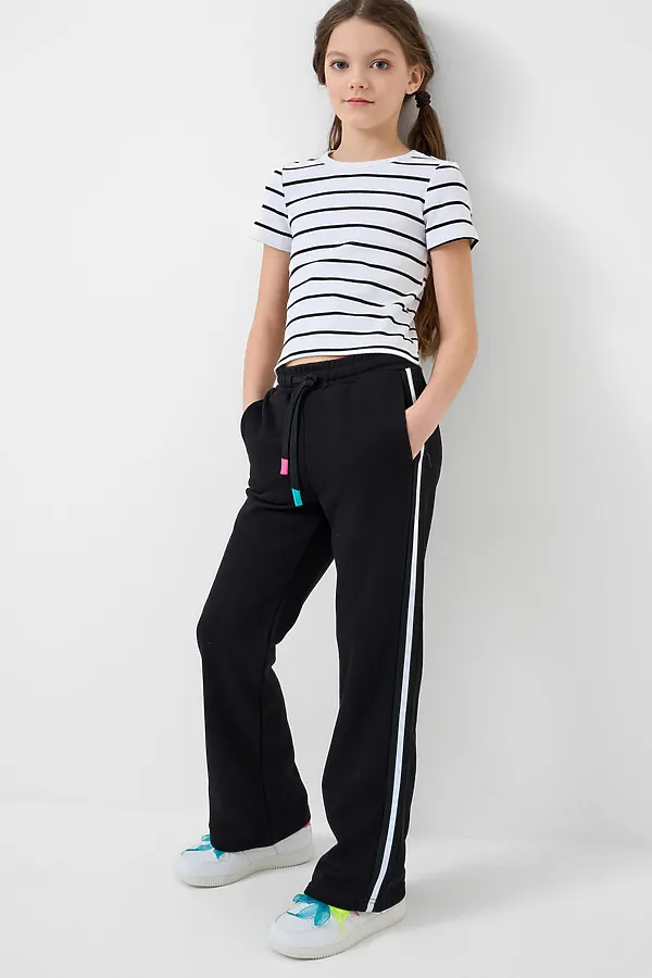 Брюки трикотажные для девочек PLAYTODAY, черный - фото 2
