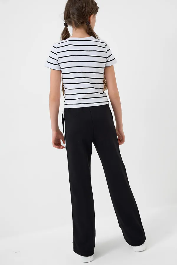 Брюки трикотажные для девочек PLAYTODAY, черный - фото 2