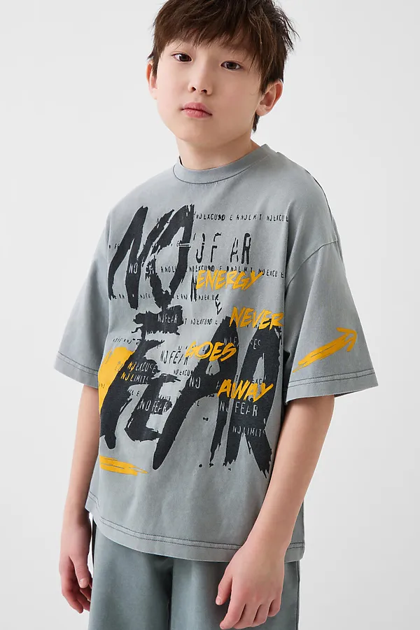 Фуфайка трикотажная для мальчиков (футболка) PLAYTODAY, серый - фото 2