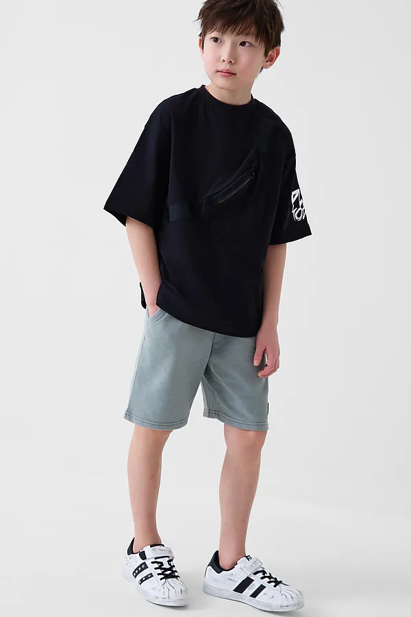 Комплект трикотажный для мальчиков: джемпер (футболка), шорты PLAYTODAY, черный,серый - фото 2