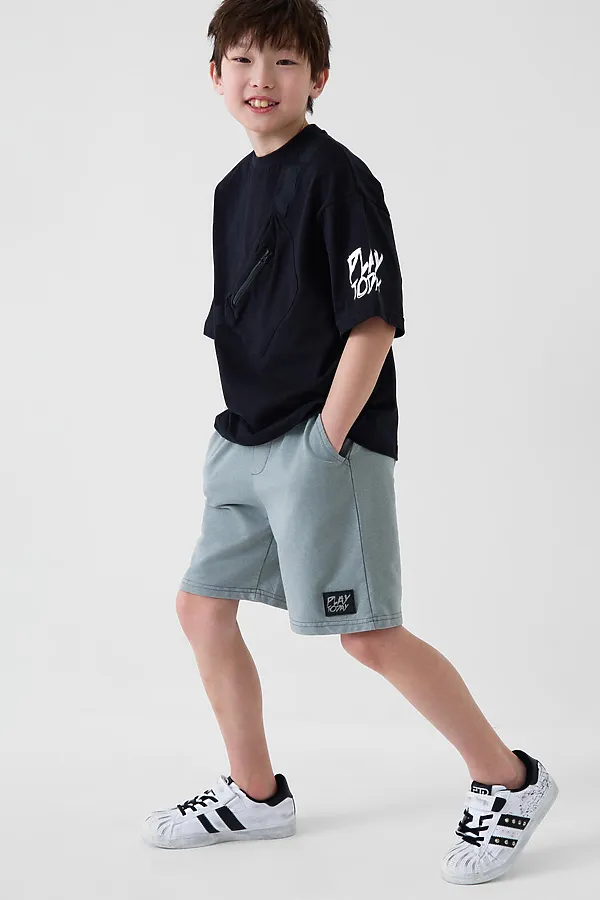 Комплект трикотажный для мальчиков: джемпер (футболка), шорты PLAYTODAY, черный,серый - фото 2