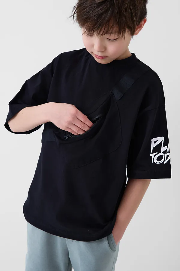 Комплект трикотажный для мальчиков: джемпер (футболка), шорты PLAYTODAY, черный,серый - фото 2