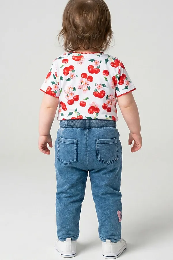 Брюки детские трикотажные для девочек PLAYTODAY, синий - фото 2