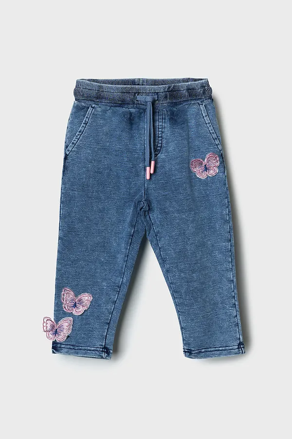 Брюки детские трикотажные для девочек PLAYTODAY, синий - фото 2