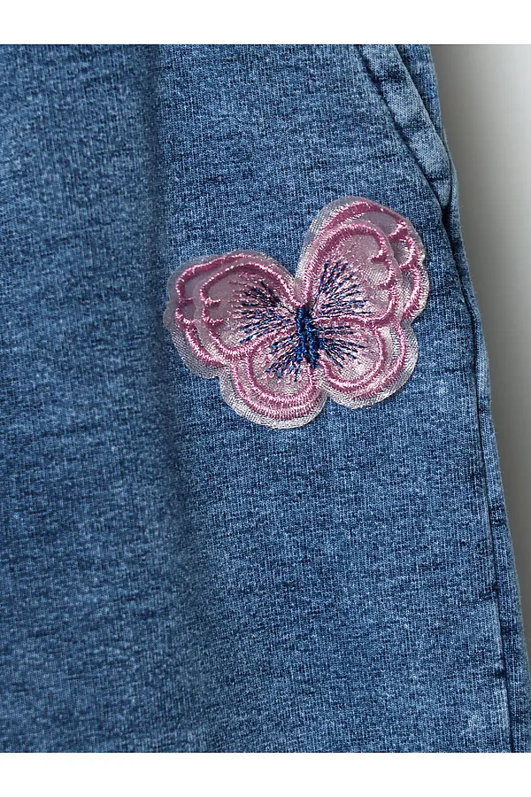 Брюки детские трикотажные для девочек PLAYTODAY, синий - фото 2